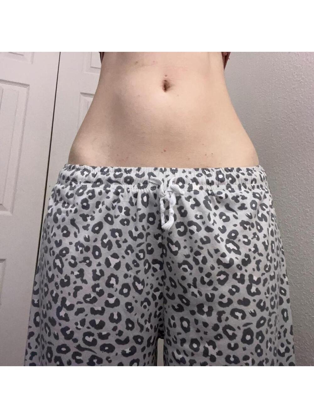 white & gray leopard print pajama pants